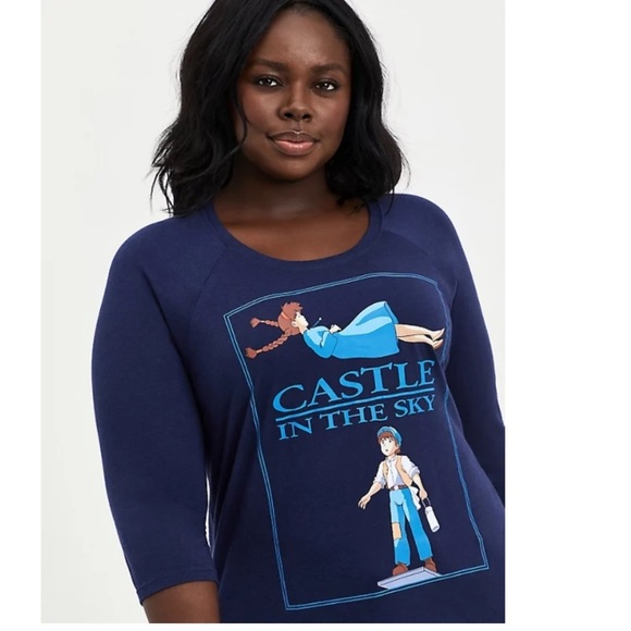 NWT TORRID HER UNIVERSE STUDIO GHIBLI RAGLAN TOP HERITAGE SLUB CASTLE IN SKY - Picture 1 of 5